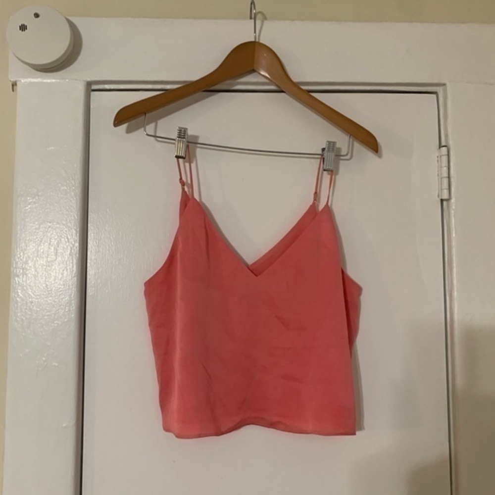 Express Peach Satin Crop Top Size Small